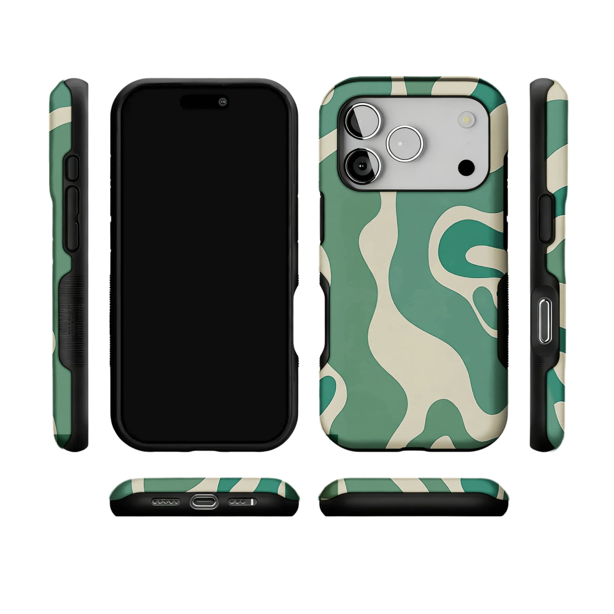 Green Fluid Minimalist Phone Case | Organic Wavy Cover for Everyday Calm