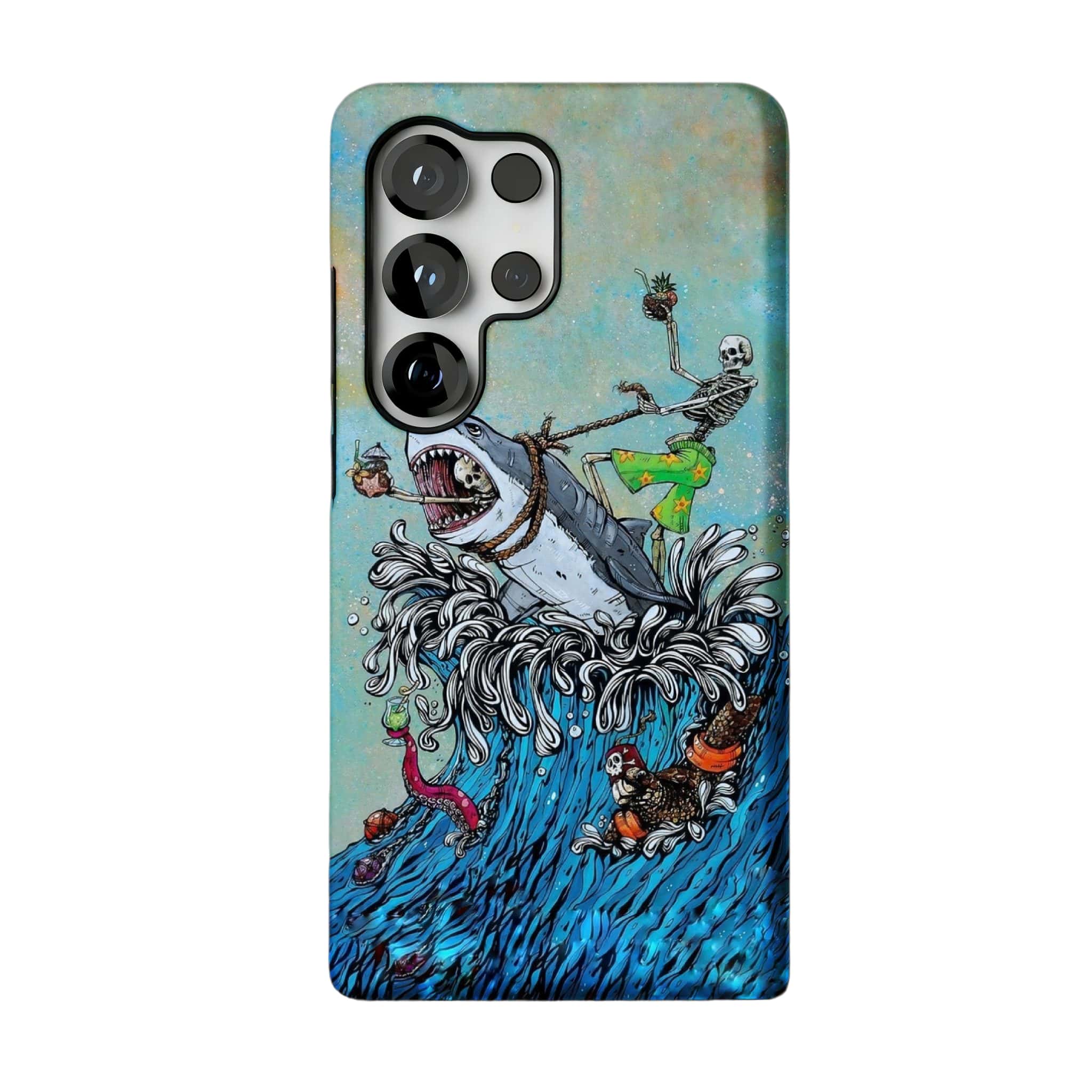 Skeleton Shark Tattoo Art Phone Case, Surf Punk Cover for iPhone