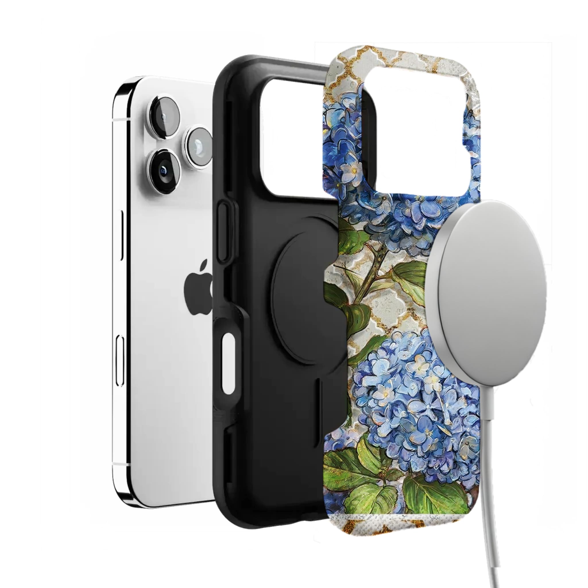 French Hydrangea Phone Case, Vintage Floral Cover for iPhone