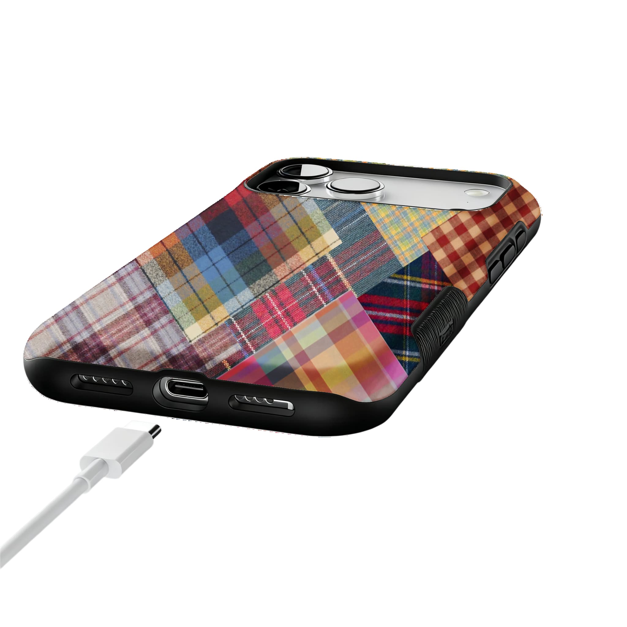 Patchwork Plaid Phone Case, Vintage Tartan Cover for iPhone