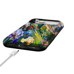 Iris Flower Garden Impasto Oil Painting Phone Case | Artistic Floral Shockproof Cover