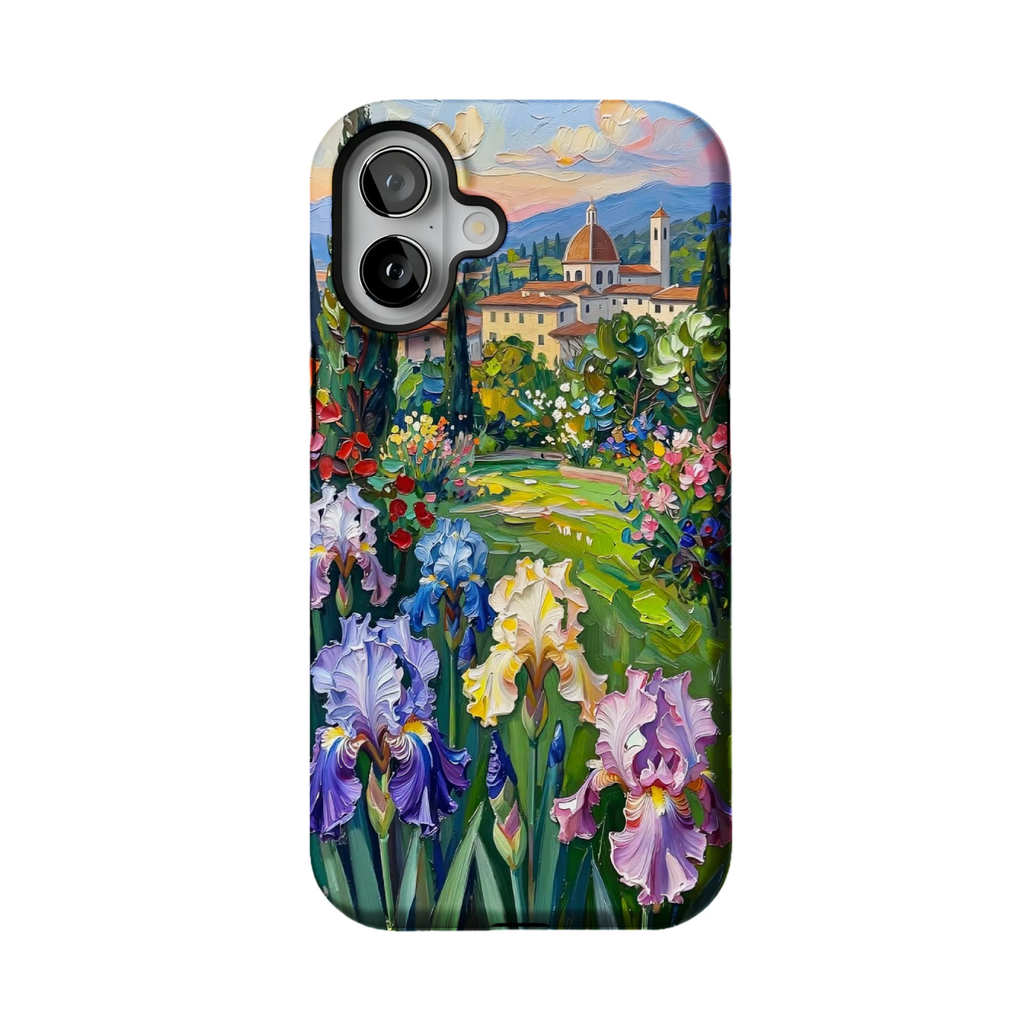 Iris Flower Garden Impasto Oil Painting Phone Case | Artistic Floral Shockproof Cover