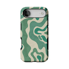 Green Fluid Minimalist Phone Case | Organic Wavy Cover for Everyday Calm