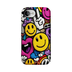 Y2K Smiley Graffiti Phone Case, Dopamine Cover for iPhone