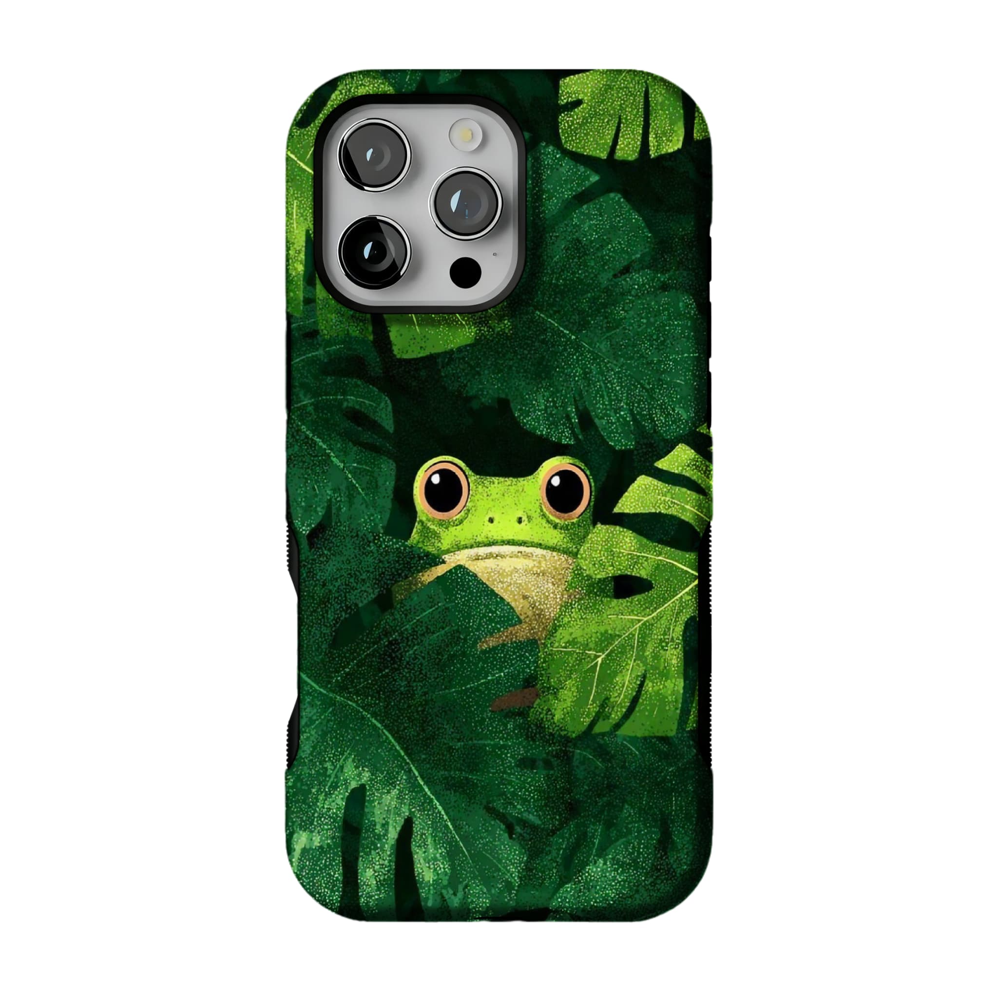 Cute Frog Monstera Tropical Phone Case | Aesthetic Jungle Shockproof Cover