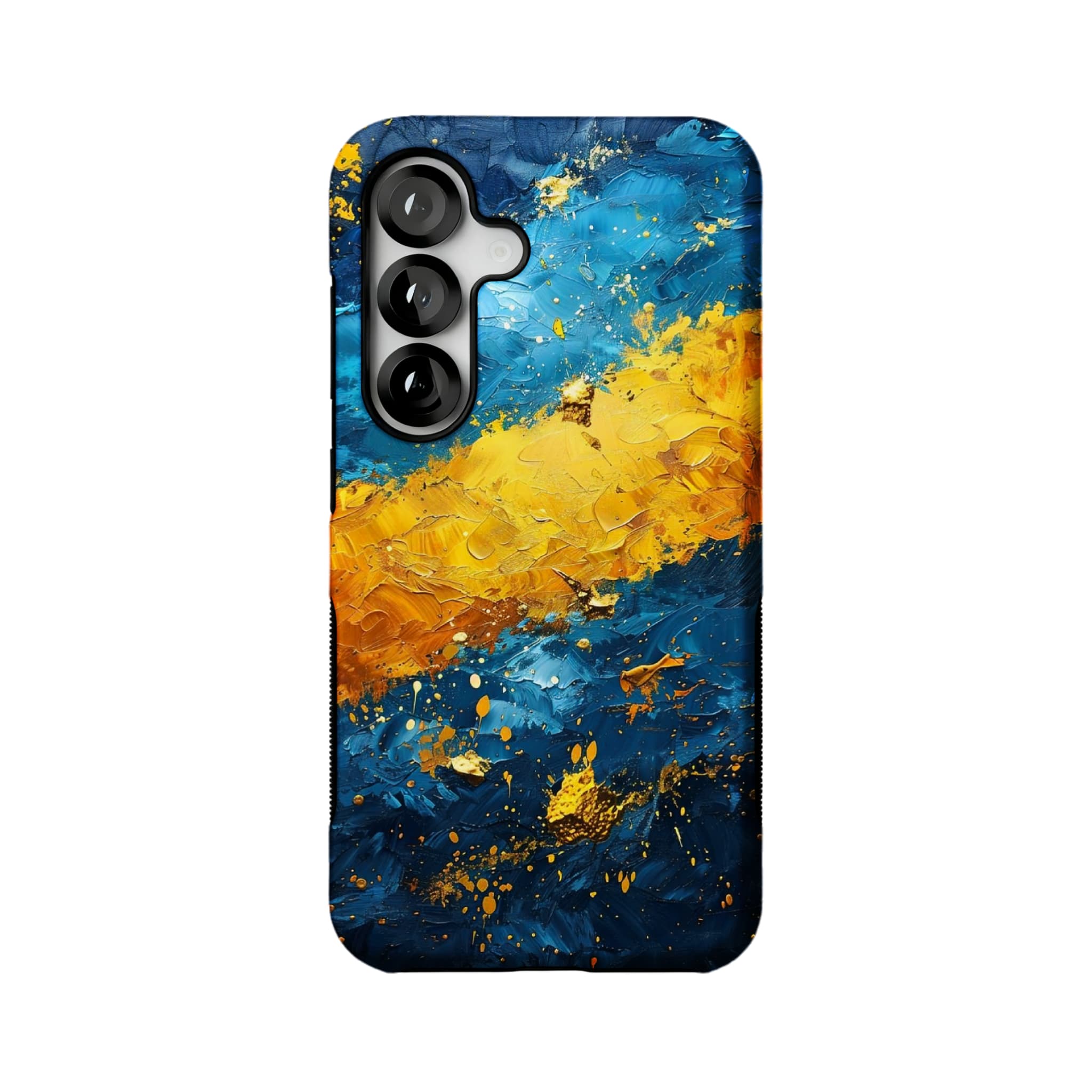 Blue Gold Impasto Oil Painting Phone Case, Abstract Cover for iPhone