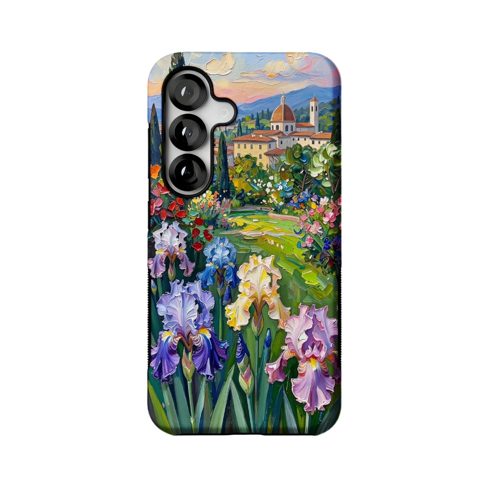 Iris Flower Garden Impasto Oil Painting Phone Case | Artistic Floral Shockproof Cover