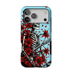 Red Lily Skeleton Phone Case Gothic Floral Skull Cover for iPhone