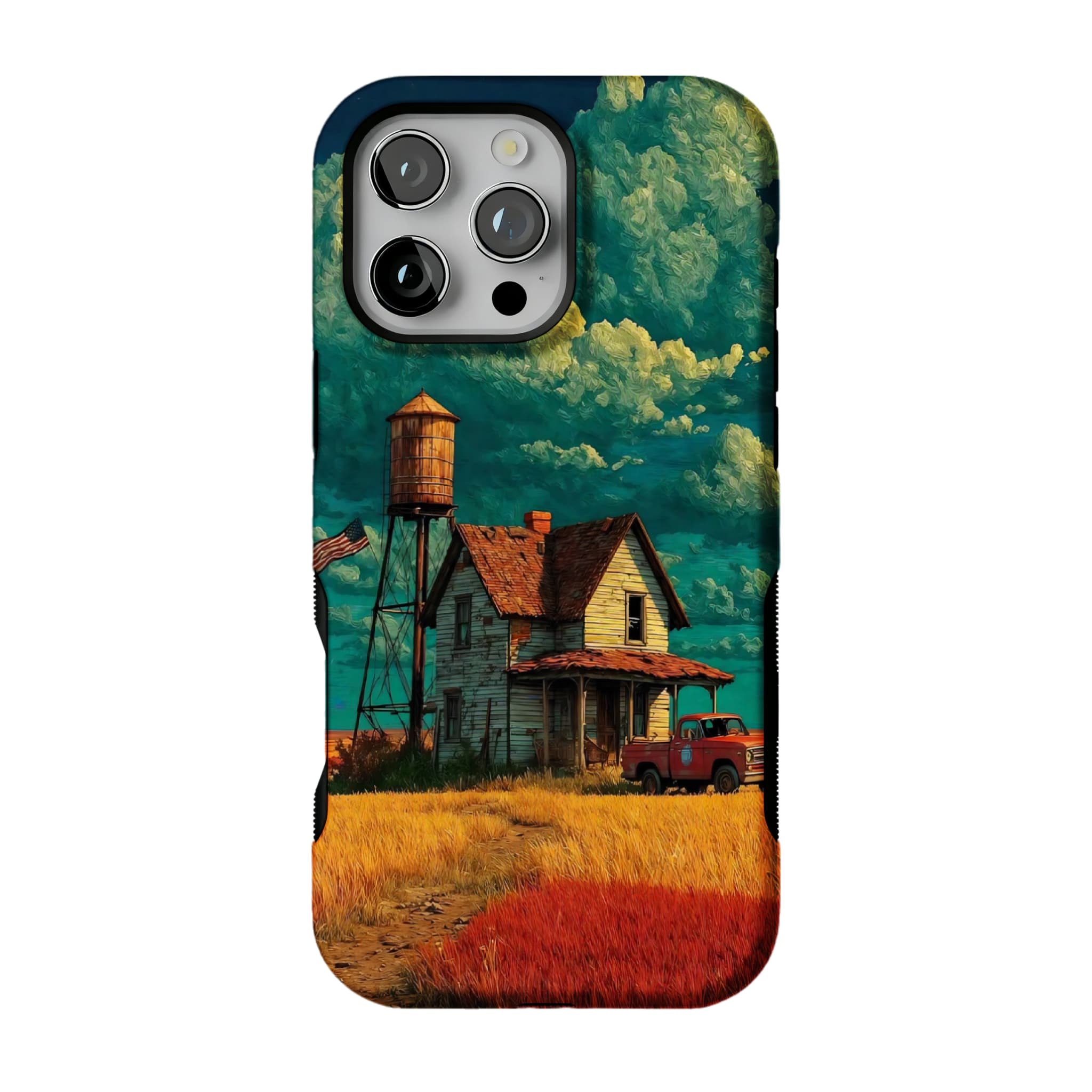 Van Gogh Brushstroke Teal Sky Vintage Country Cottage Art iPhone Cover