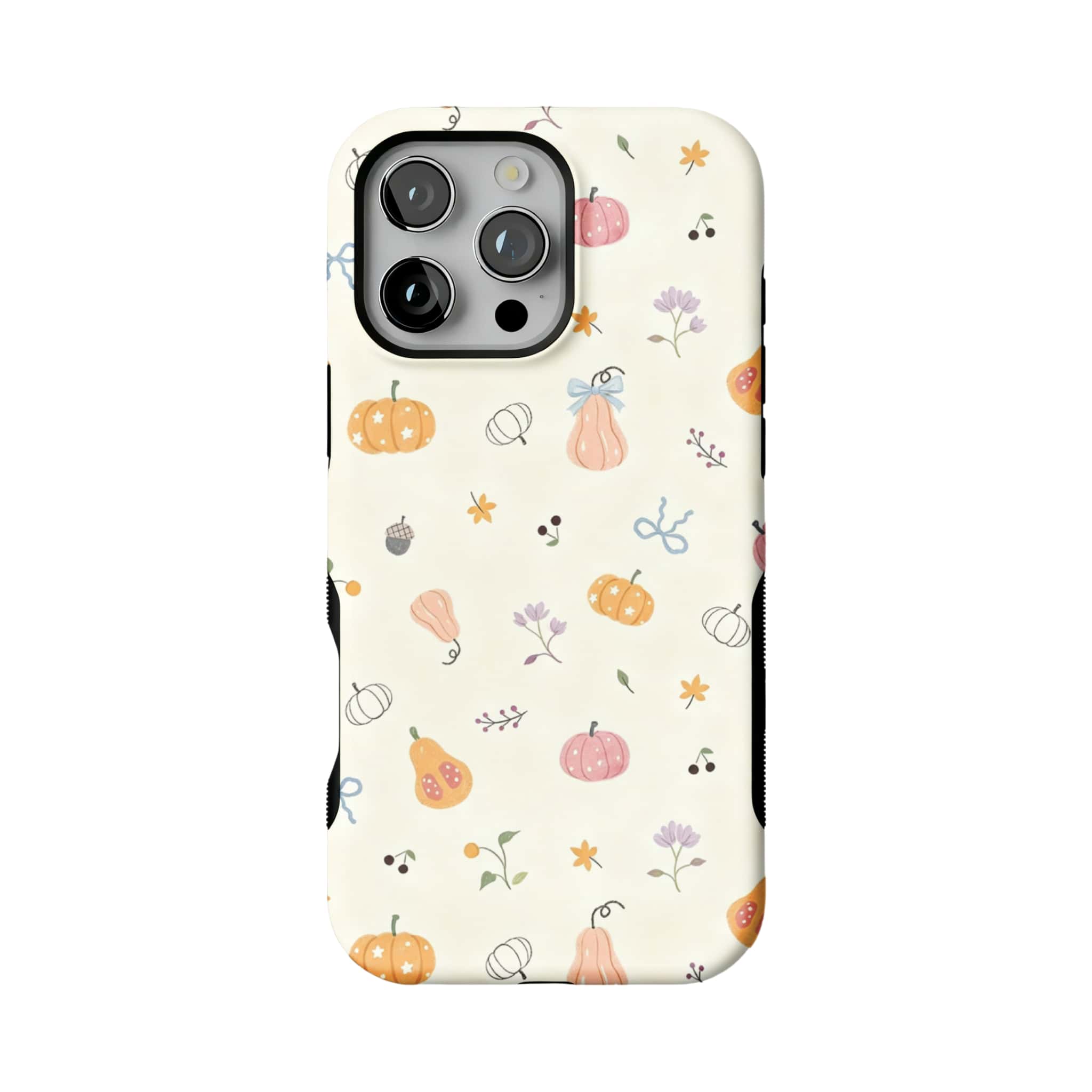 Cute Pink Orange Pumpkin Leaf Anti-Scratch Shockproof iPhone Case