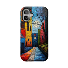 Crackle Oil Painting Town Phone Case, Art Shockproof Cover for iPhone
